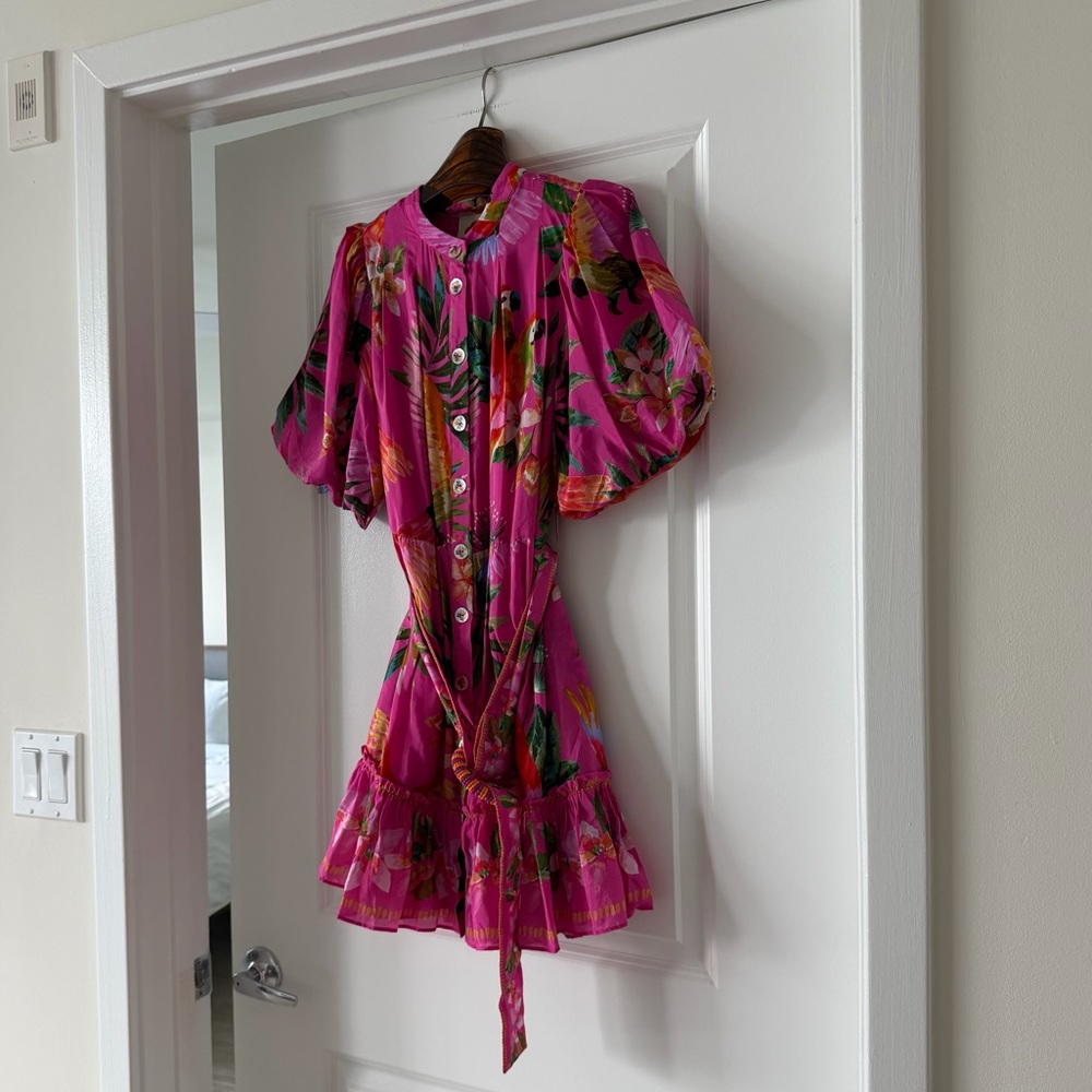 Farm Rio Printed belted cotton-blend midi dress - Picture 7 of 9